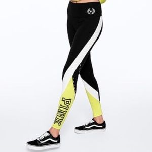NWT VS PINK BLACK/NEON YOGA COTTON LEGGINGS sz S